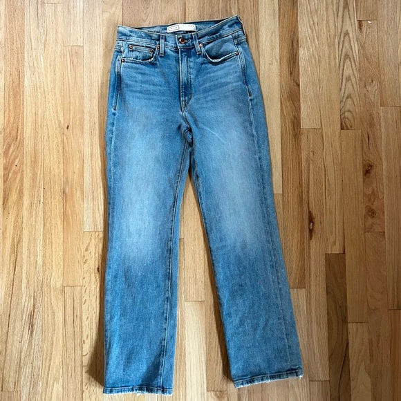 AYR the sugar high rise straight leg jeans classic medium blue denim size 27S - Picture 4 of 14